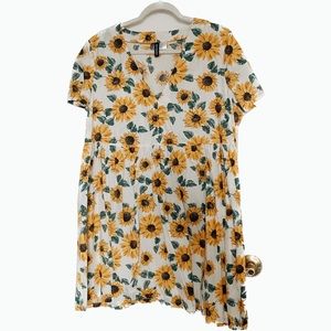 Retro sunflower babydoll dress
